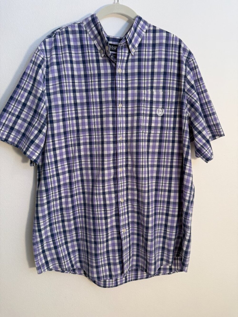 Chaps Ralph Lauren Shirt Mens XL Short Sleeves Workwear Plaid Button Down Preppy